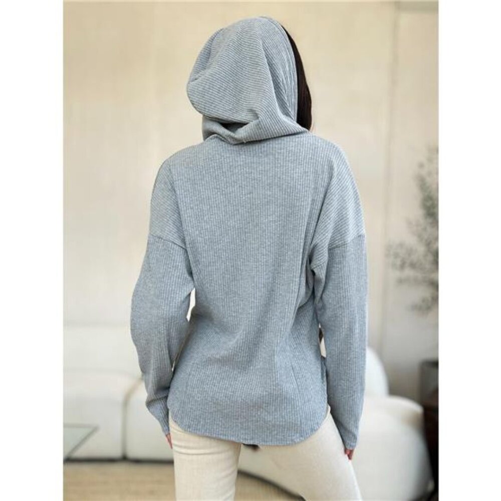 Culture Code Full‎ Size Ribbed Zip Up Drawstring Hooded Jacket - Picture 4 of 16